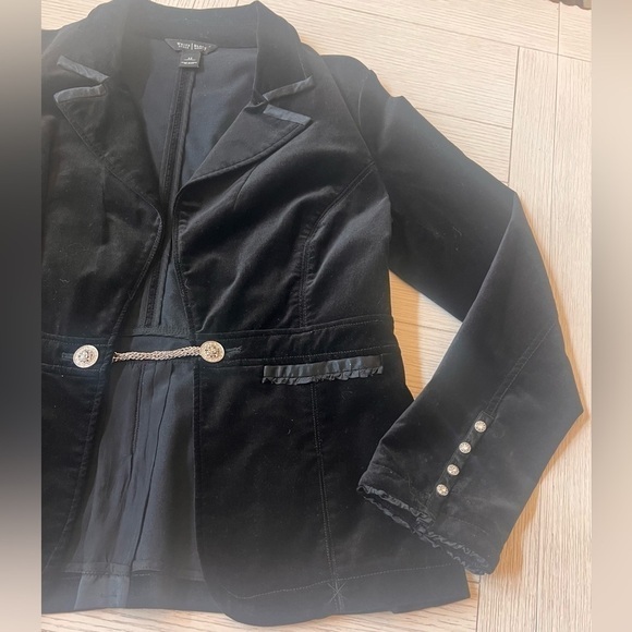 White House Black Market faux suede feel blazer w/ crystal rhinestone buttons 12 - Picture 1 of 9
